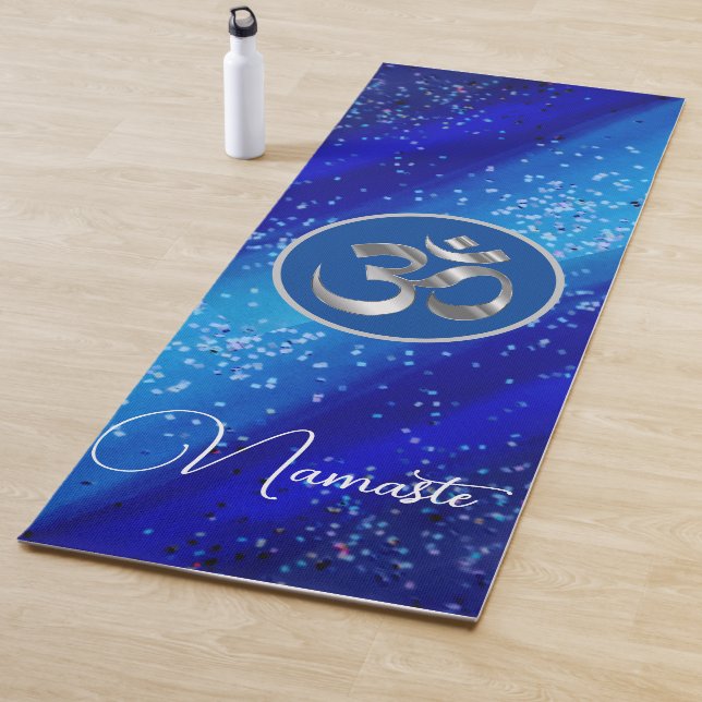 Esterilla De Yoga Namaste OM Confeti Azul (In situ)