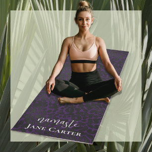 Esterilla De Yoga Namaste Personaliza Elegante Leopardo Negro Púrpur