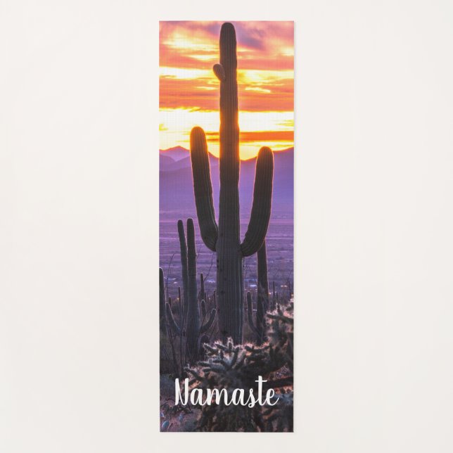 Esterilla De Yoga Namaste Purple Naranja Cactus Arizona Sunset Perso (Anverso)