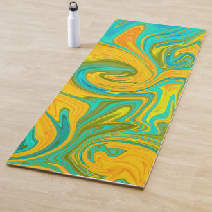 Esterilla De Yoga Naranja amarillo neón de moda Giro abstracto verde