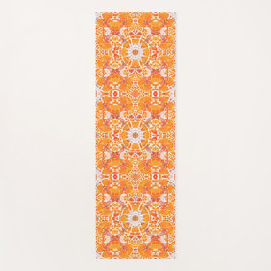 Esterilla De Yoga Naranja de coral y patrón de medallón de cream bat
