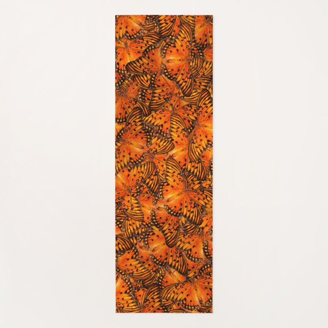 Esterilla De Yoga Naranja marrón de mariposas fritas del Golfo (Anverso)