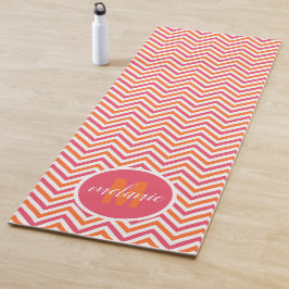Esterilla De Yoga Naranja rosa brillante Chevron Monograma