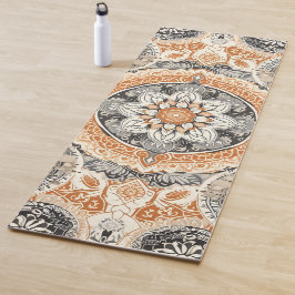 Esterilla De Yoga Naranja y mandala gris