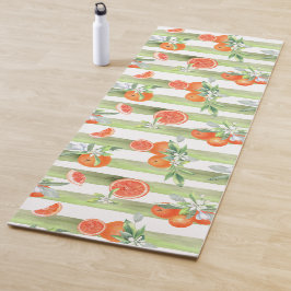 Esterilla De Yoga Naranjas en franjas verdes y blancas