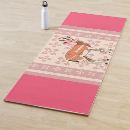 Esterilla De Yoga Navidad elegante rosa con patrón de cierva 