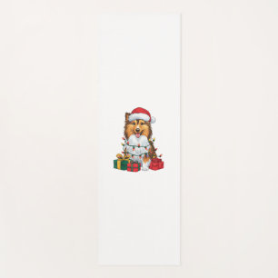 Esterilla De Yoga Navidades de perros lascivos de Santa Hat Sheltie
