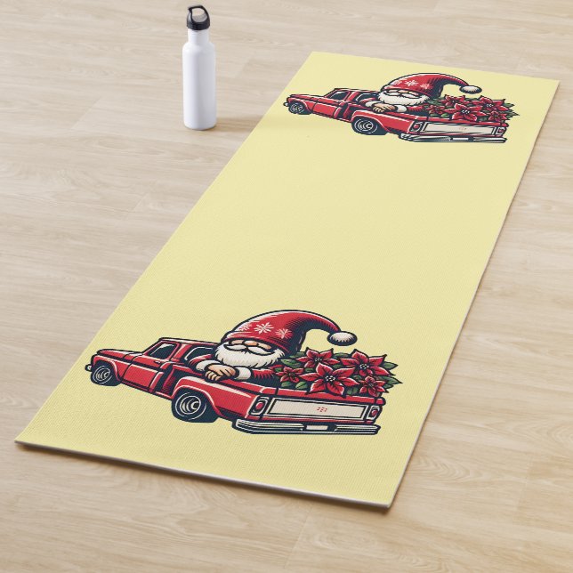 Esterilla De Yoga Navidades Poinsettia Gnome En Camión Rojo De Recog (In situ)