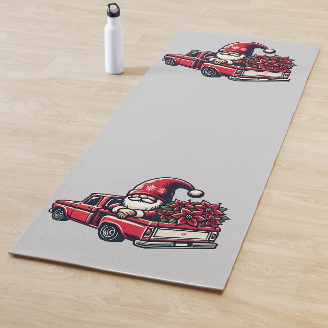 Esterilla De Yoga Navidades Poinsettia Gnome En Camión Rojo De Recog (In situ)