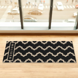 Esterilla De Yoga Negro Y Beige Líneas Onduladas Modernas Mínimas Y 