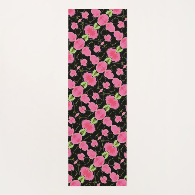 Esterilla De Yoga Negro y rosa con verde (Reverso)