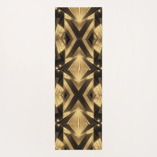 Esterilla De Yoga Neo Art Deco Black Gold Geometric Gatsby  (Reverso)