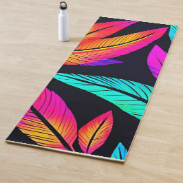 Esterilla De Yoga Neon Feather Pattern Vibrant Art