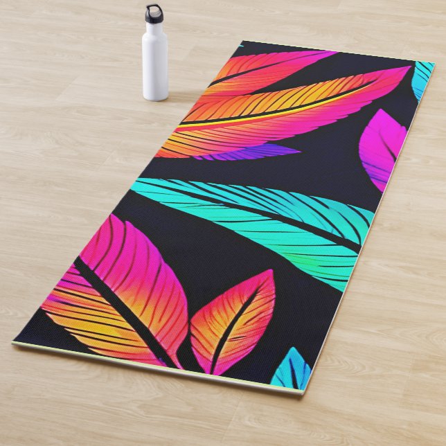 Esterilla De Yoga Neon Feather Pattern Vibrant Art (In situ)