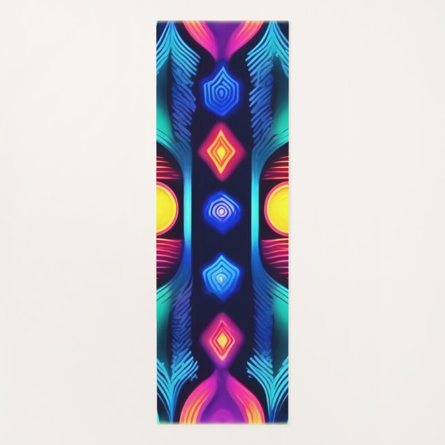 Esterilla De Yoga Neon Geometric Mandala Art (Anverso)