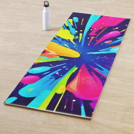 Esterilla De Yoga Neon Paint Explosion on Dark Canvas