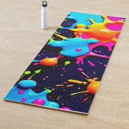 Esterilla De Yoga Neon Paint Splatter Resumen Arte