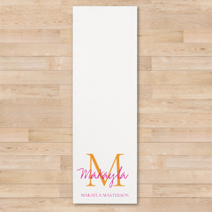 Esterilla De Yoga Nombre con monograma personalizado en rosa script