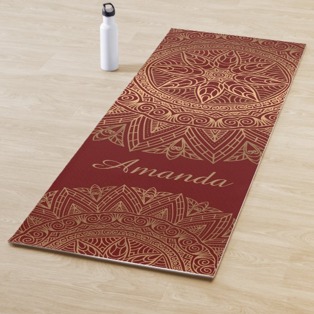 Esterilla De Yoga Nombre de diseño elegante Gold Red Mandala de lujo (In situ)