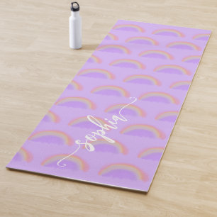 Esterilla De Yoga Nombre de escritura personalizada acuarela arcoíri
