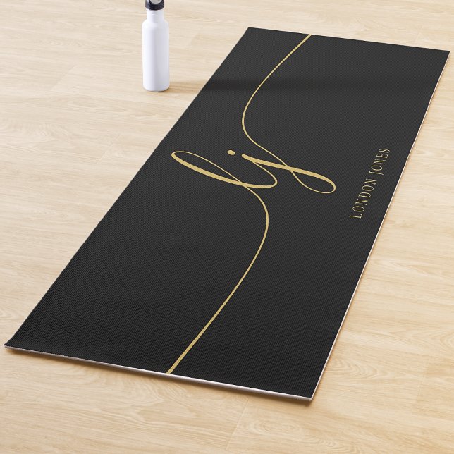 Esterilla De Yoga Nombre de firma Calligrafía simple Oro negro (Subido por el creador)