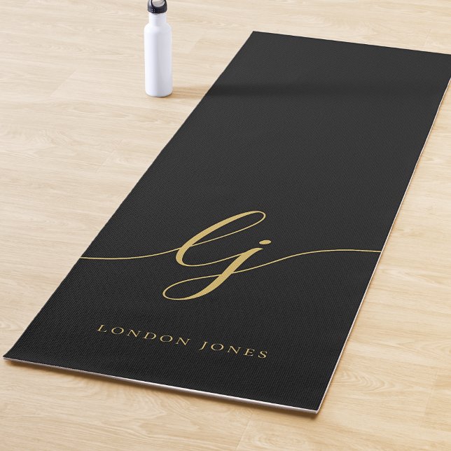 Esterilla De Yoga Nombre de firma Calligrafía simple Oro negro (Subido por el creador)