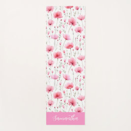 Esterilla De Yoga Nombre de flor silvestre de acuarela rosa