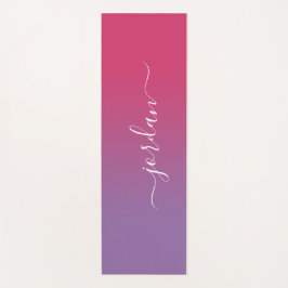 Esterilla De Yoga Nombre de guión blanco de color rosa a morado míni