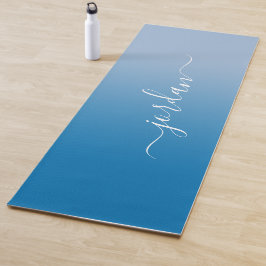 Esterilla De Yoga Nombre de guión blanco mínimo de gradiente azul ci