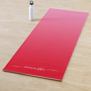 Esterilla De Yoga Nombre de guión de audio rosa y rojo de color ocmb