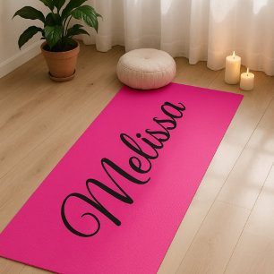 Esterilla De Yoga Nombre de guión elegante rosado caliente