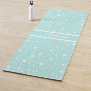 Esterilla De Yoga Nombre de guión floral verde menta caprichoso Dais