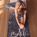Esterilla De Yoga Nombre de las parqueas de Purpurina negro y rosa m<br><div class="desc">Nombre de las parqueas de Purpurina negro y rosa moderno</div>