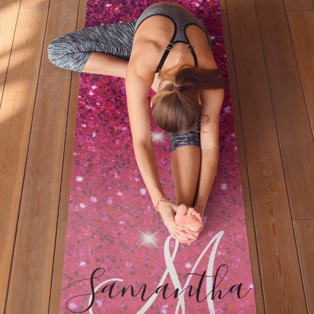 Esterilla De Yoga Nombre de las parqueas de Purpurina rosado y rojo  (Subido por el creador)