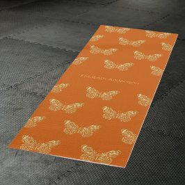 Esterilla De Yoga Nombre de mariposas doradas naranja quemada