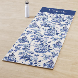 Esterilla De Yoga Nombre de Monograma Chinoiserie Azul