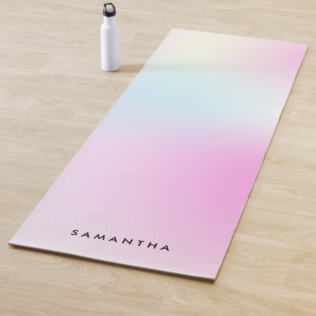 Esterilla De Yoga Nombre de monograma del degradado rosado moderno (In situ)