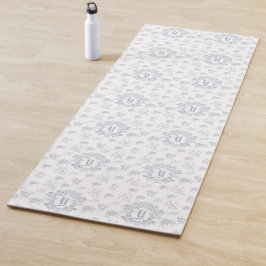 Esterilla De Yoga Nombre de monograma repetido Toile azul victoriano