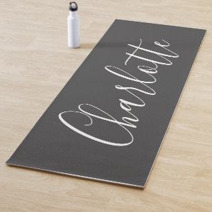 Esterilla De Yoga Nombre de tipografía de guiones minimalistas Negro