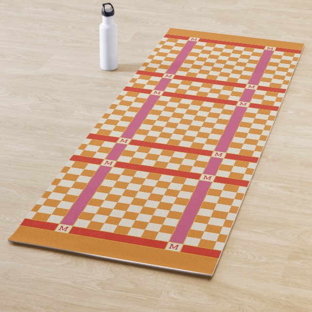 Esterilla De Yoga Nombre de verificación Monograma inicial rojo, dor (In situ)