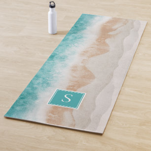Esterilla De Yoga Nombre del Monograma de Olas Pacíficas Personaliza