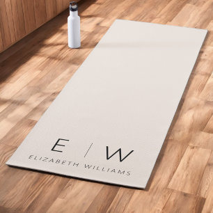Esterilla De Yoga Nombre del Monograma Minimalista Neutral Elegante