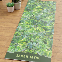Esterilla De Yoga Nombre del patrón de planta tropical yoga verde ex