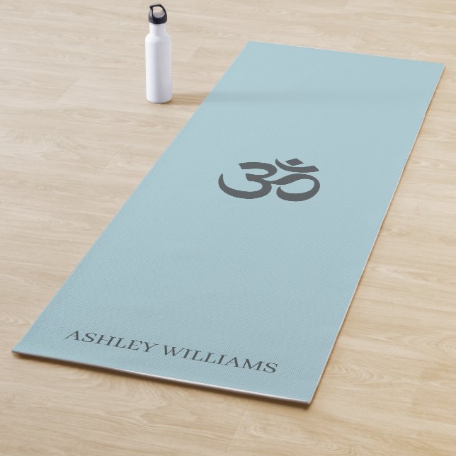 Esterilla De Yoga Nombre Estiloso Monograma Om Símbolo Azul Brillo (In situ)