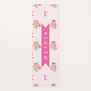 Esterilla De Yoga Nombre Floral Personalizado de Lazo Femenino Coque