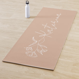 Esterilla De Yoga Nombre floral rosa Rubor personalizado