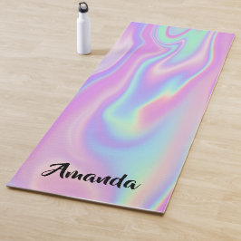 Esterilla De Yoga Nombre Idea de regalo de color rosa holográfico