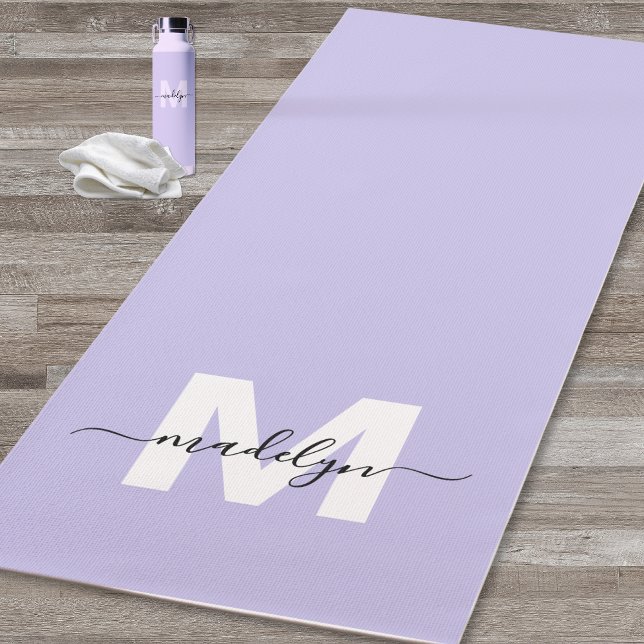Esterilla De Yoga Nombre inicial del personalizado Monograma Púrpura (Custom Initial Name Monogram Purple Yoga Mat)