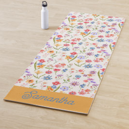 Esterilla De Yoga Nombre Monograma Acuarela Azul Púrpura Rojo