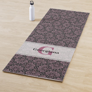 Esterilla De Yoga Nombre personalizado 1920s Fronteras florales Rosa